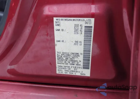 2013 Nissan Altima 2.5 Sv from USA, damaged, VIN 1N4AL3AP3DC258595